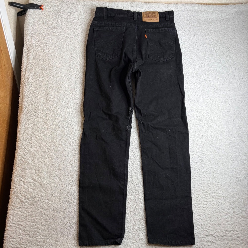 Vintage Levis 505 Orange Tab Black Jeans Made in USA 34x30 (32x32) 1995 Distress